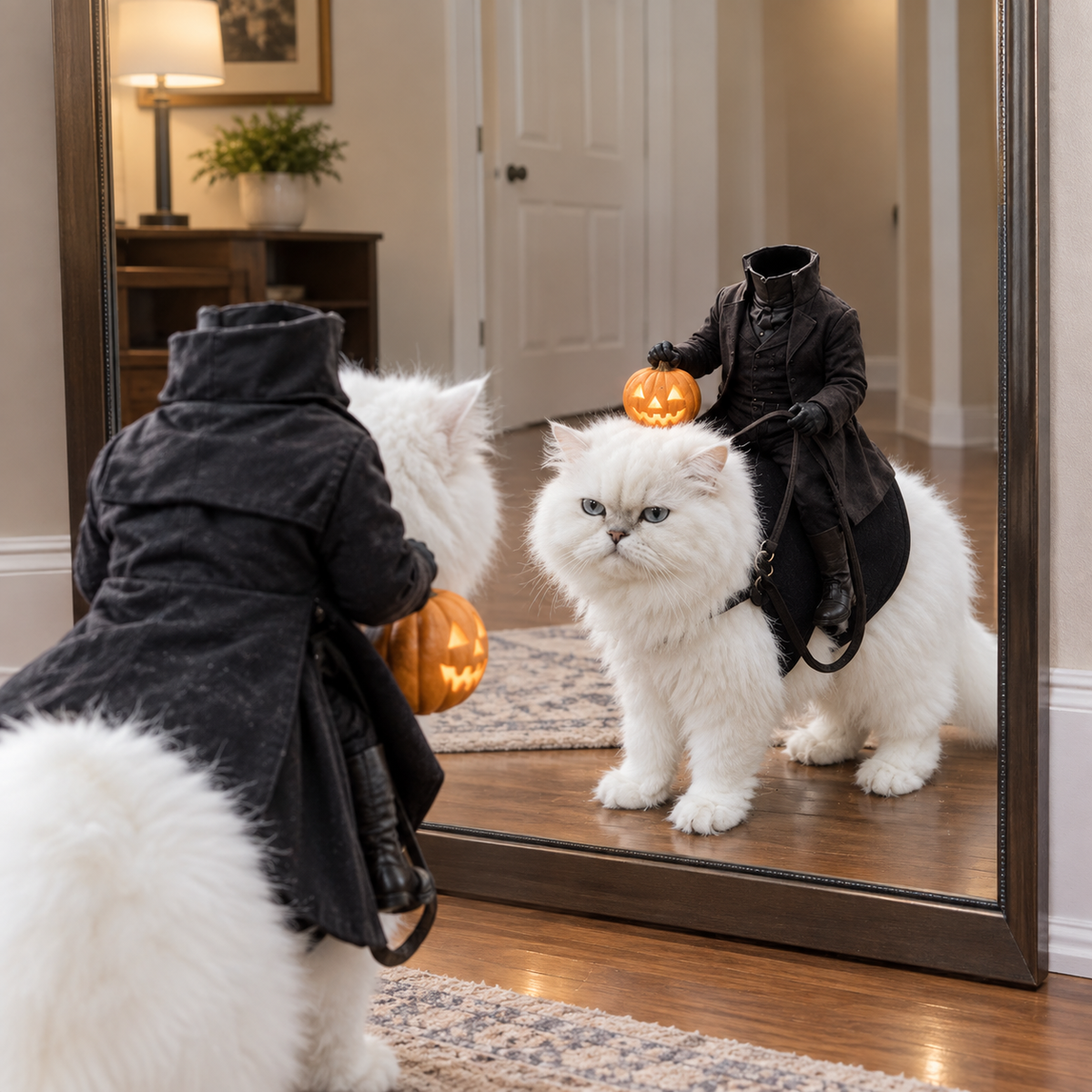Headless Horseman Pet Costume – Halloween Rider Harness for Cats & Small Dogs