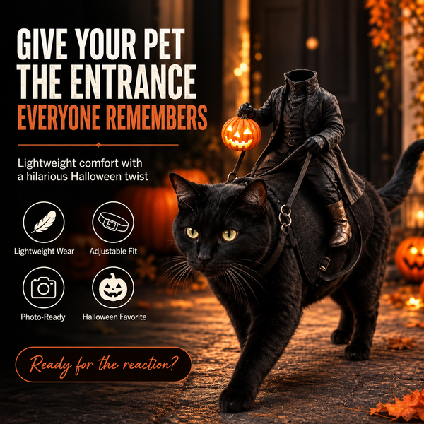 Headless Horseman Pet Costume – Halloween Rider Harness for Cats & Small Dogs