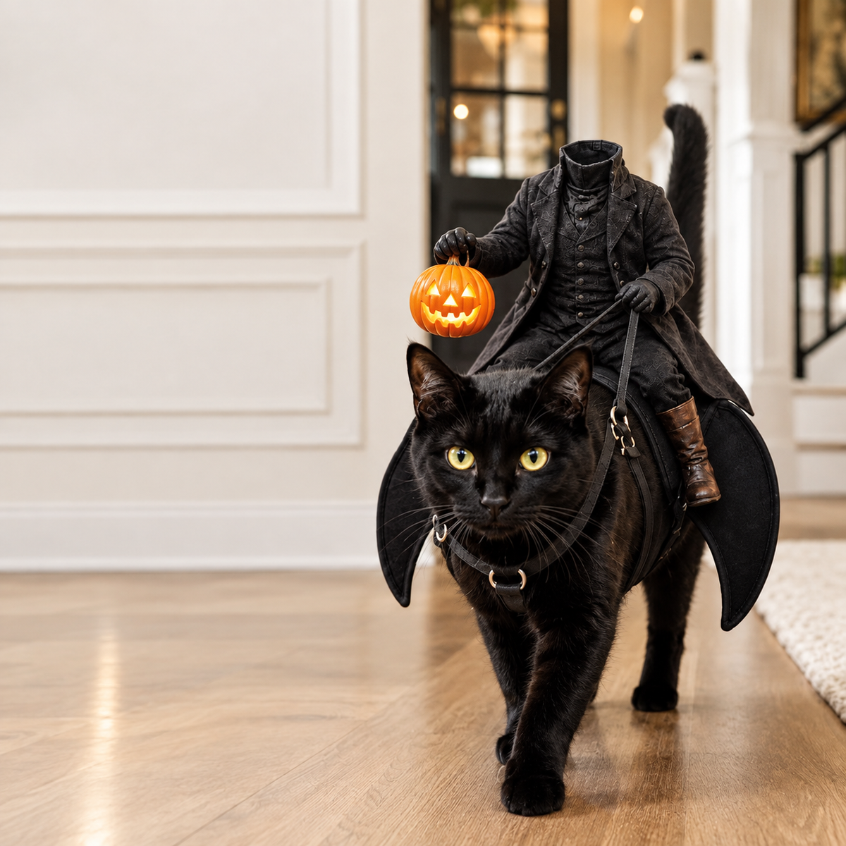 Headless Horseman Pet Costume – Halloween Rider Harness for Cats & Small Dogs